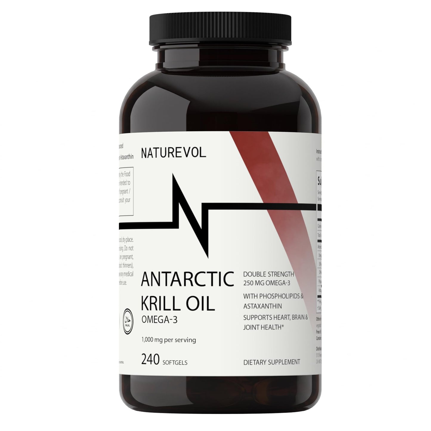 NATUREVOL Double Strength Antarctic Krill Oil Omega-3 1000mg 240 Softgels