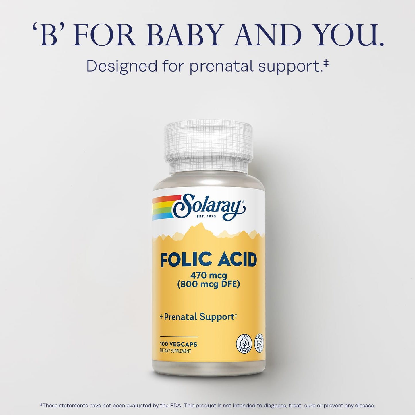 SOLARAY Folic Acid Vitamin B9 Capsule 100 VegCaps