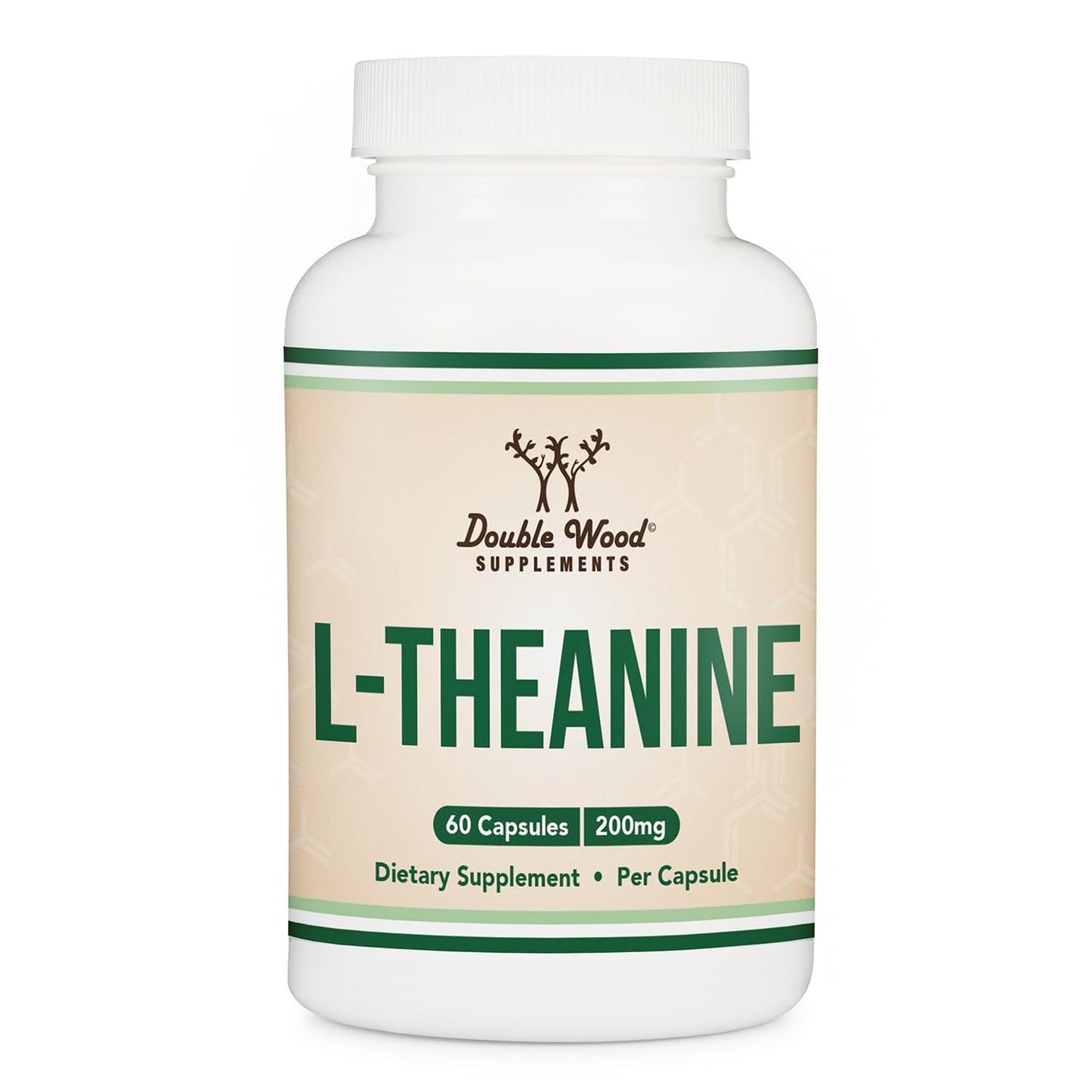 Double Wood Supplements L-Theanine 200mg, Calm, Restful Sleep & Focus, 60 Capsules
