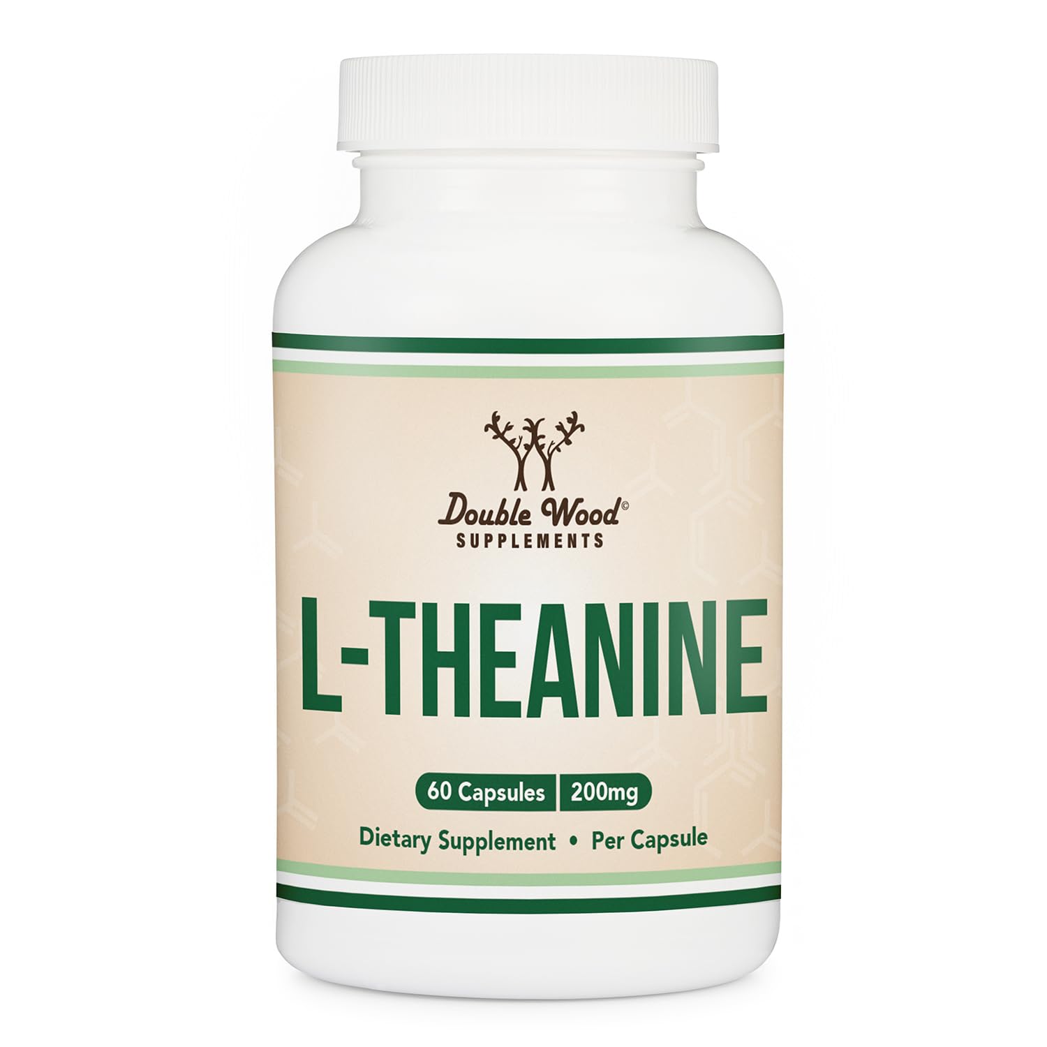 Double Wood Supplements L-Theanine 200mg, Calm, Restful Sleep & Focus, 60 Capsules