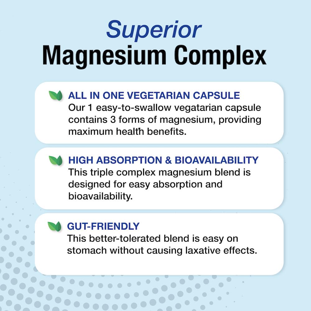 P Puregen Labs Triple Magnesium Complex 300mg Magnesium Glycinate, Malate & Citrate High Absorption Capsules, 120 Count