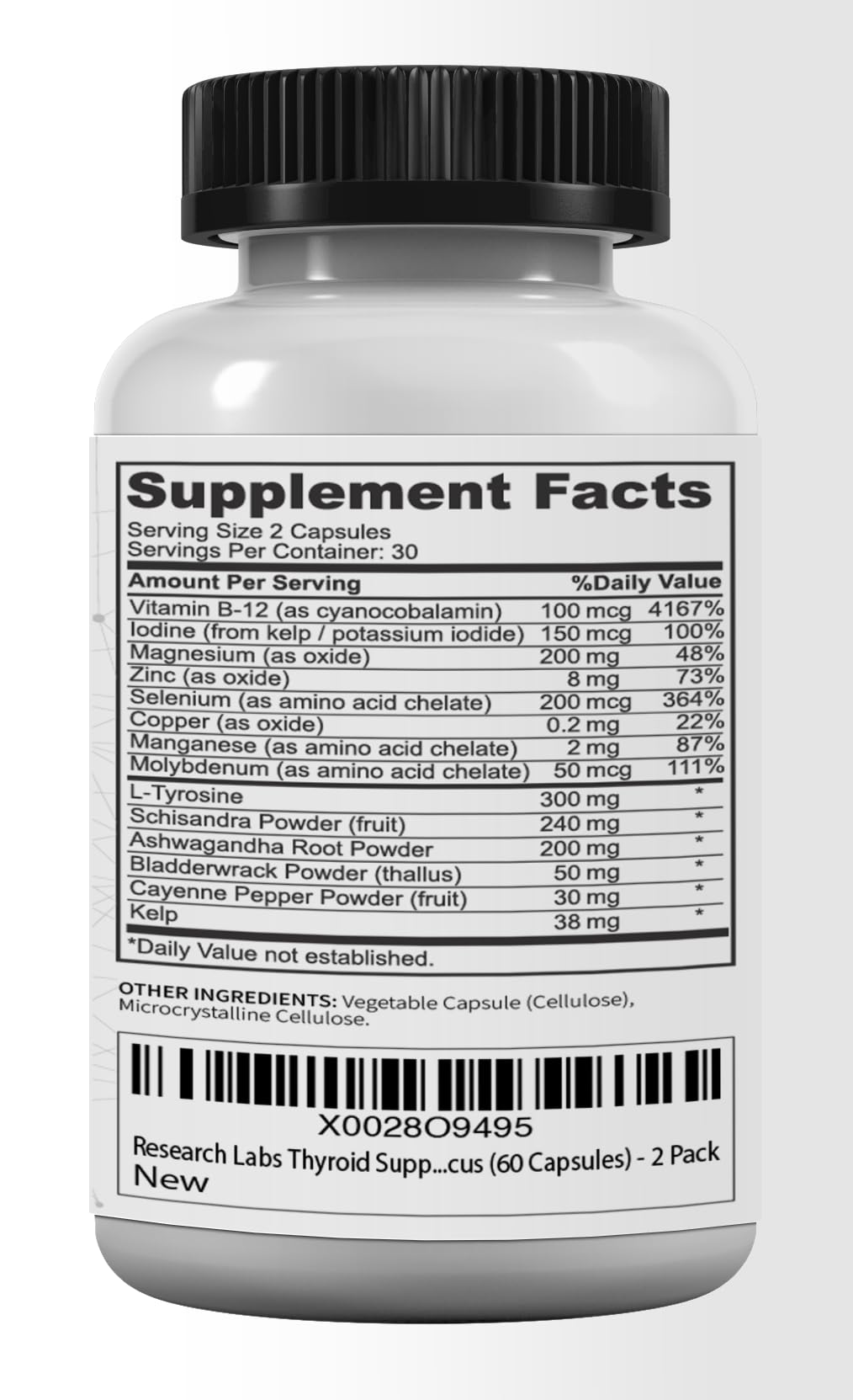 Research Labs Thyroid Support + Iodine Supplement Capsules, 120 Capsules