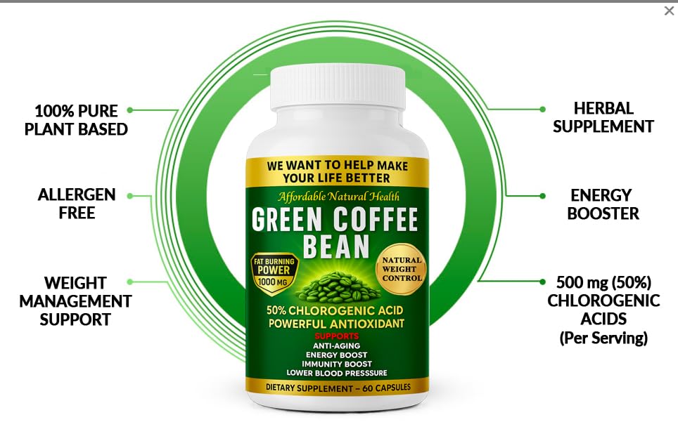 Heaven's Gate Green Coffee Bean Extract Capsules, 12 Count
