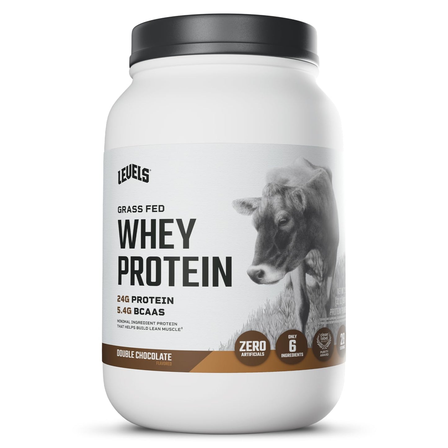 Levels Nutrition Grass Fed Whey Protein Powder, Double Chocolate, 32 Servings