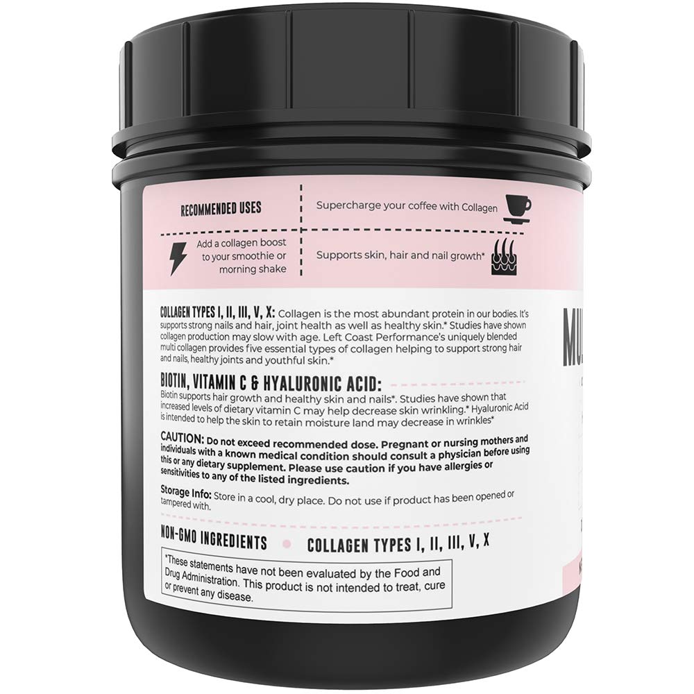 Left Coast Performance Pure Bone Broth and Multi Collagen Powder for Joint, Hair, Skin, and Nails Support, 2-Pack