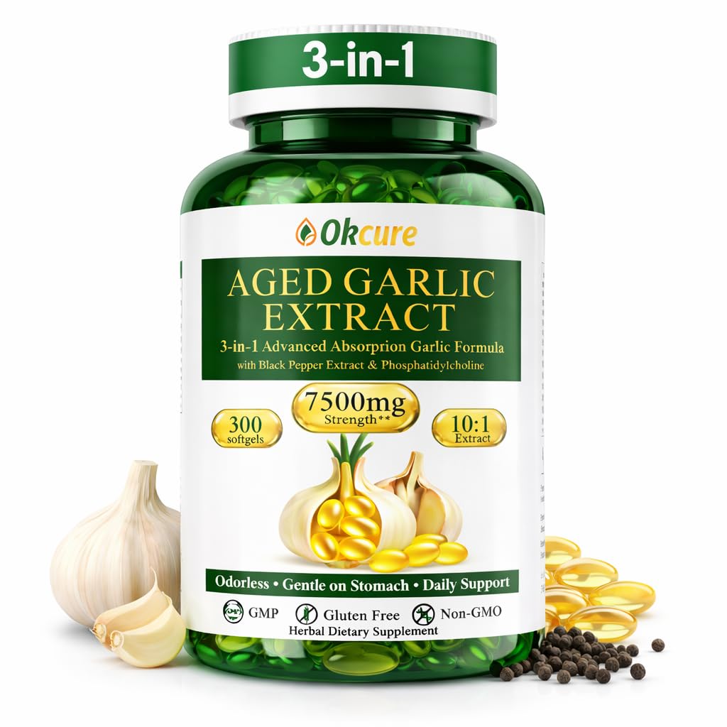 Okcure Aged Garlic Extract Softgels, 300 Count
