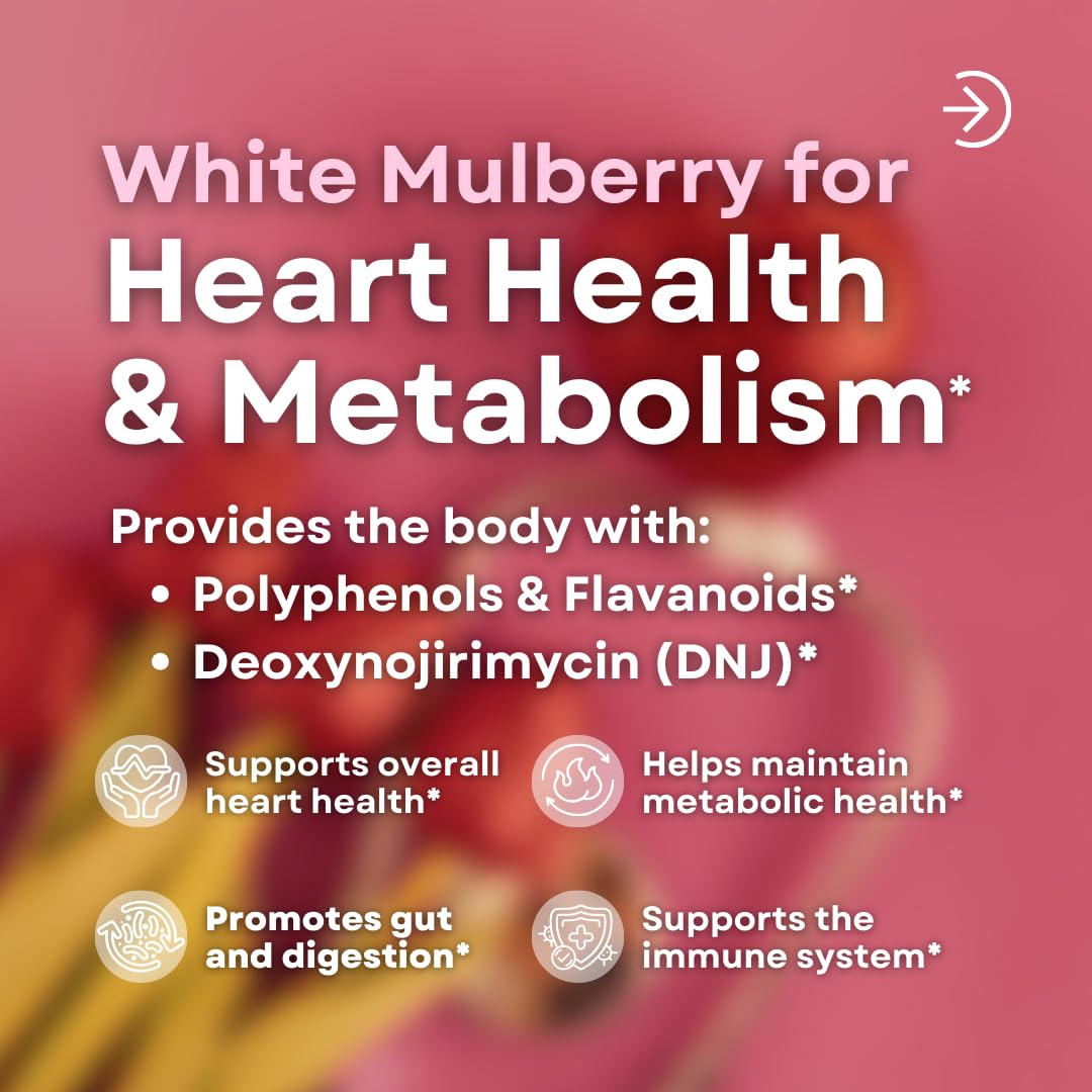 Vitapia White Mulberry Leaf Extract 1000mg (12:1 Morus Alba Extract) Antioxidant, Heart Health, Overall Metabolism Support, 180 Veggie Capsules