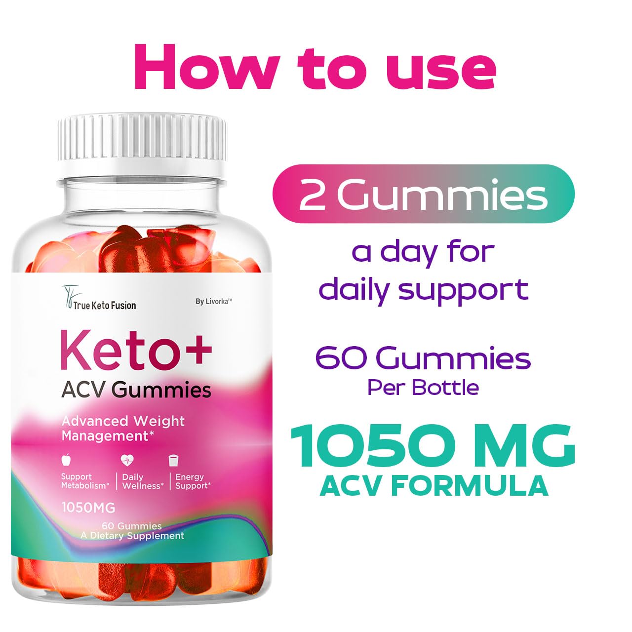 LIVORKA True Keto Fusion Gummies, 60 Gummies