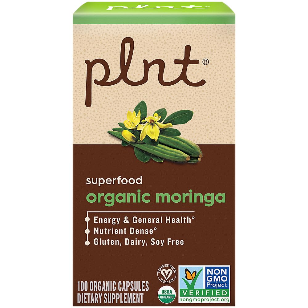 plnt Organic Moringa Superfood for Energy Support Capsules, 1000 mg, 100 Capsules