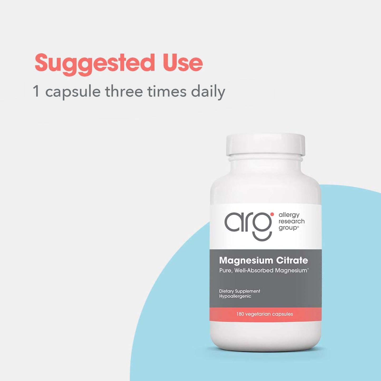 Allergy Research Group Magnesium Citrate Capsules 180 Count