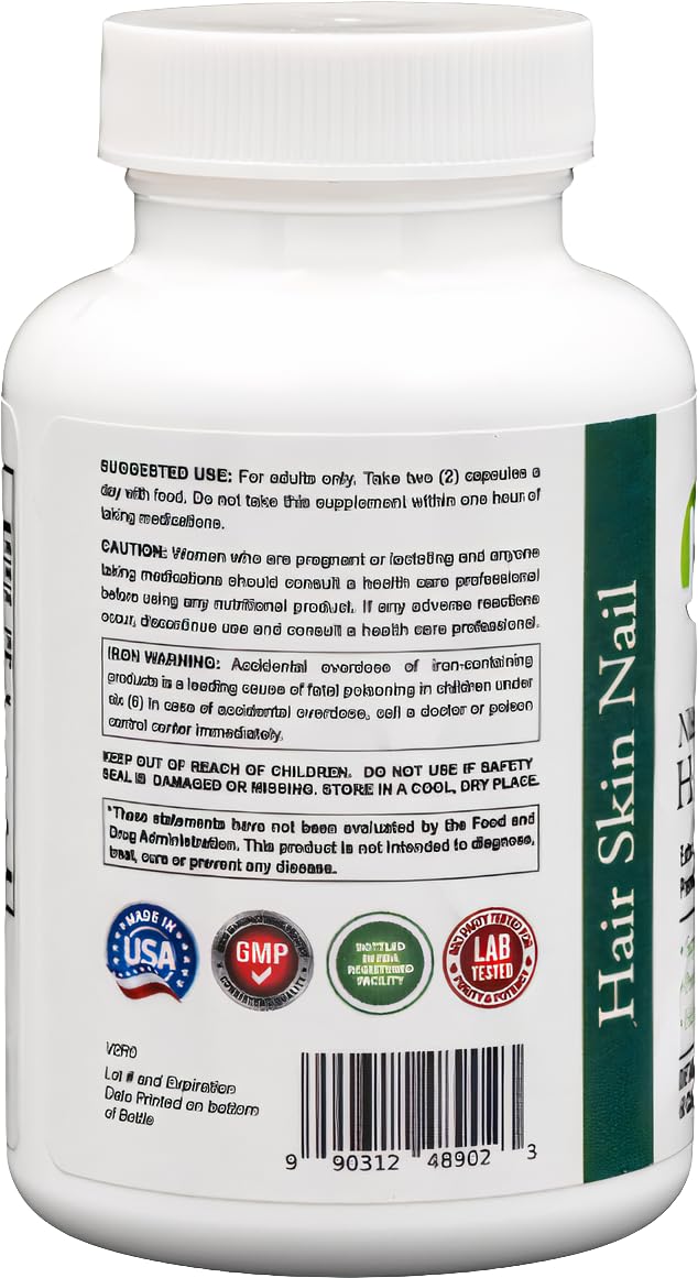 Dr's Nature & Nutrition Hair, Skin & Nail Plus Vitamin Supplement with Biotin 5000mcg, Bamboo Extract, Collagen Support, 60 Capsules