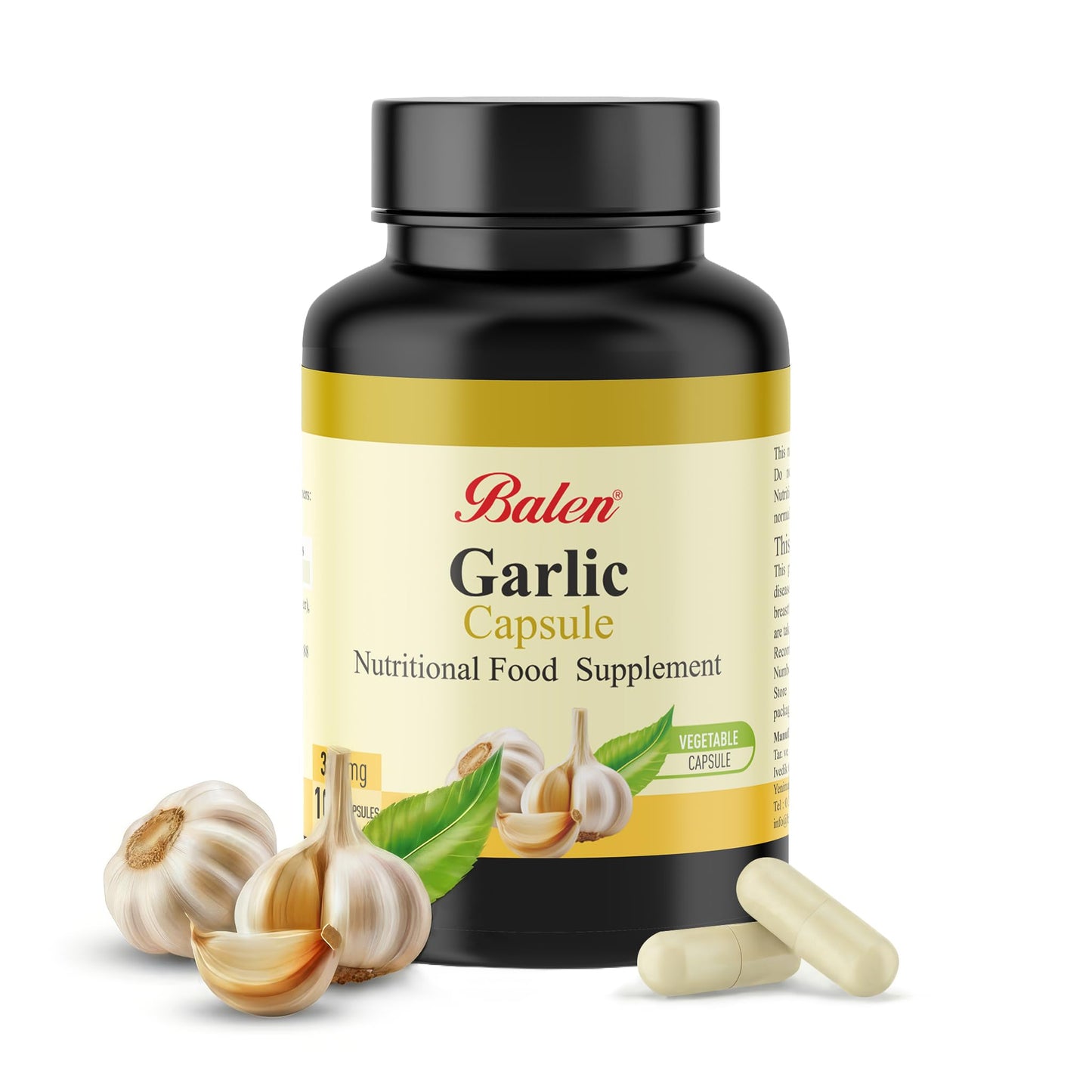 Balen Organic Garlic Powder Soft Capsules 100 Count