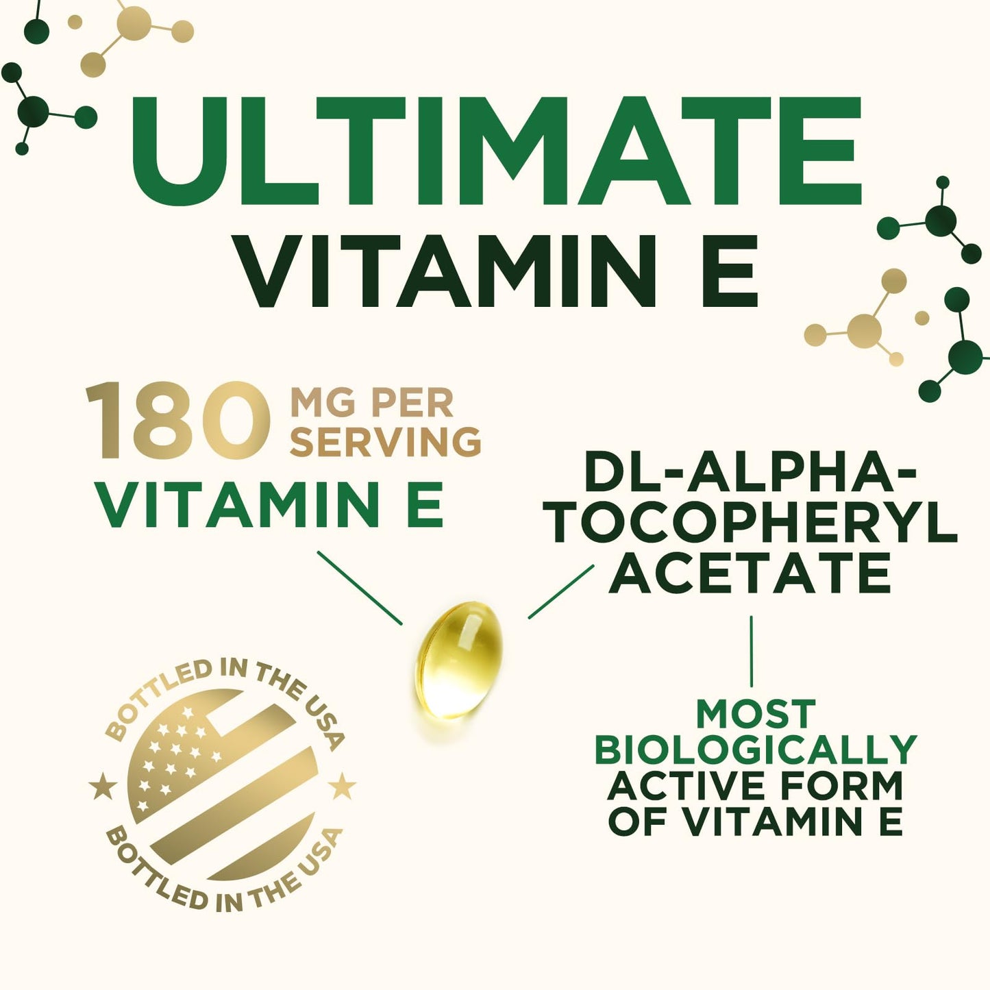 Nature's Nutrition Vitamin E 180mg DL-Alpha Softgels, 60 Count