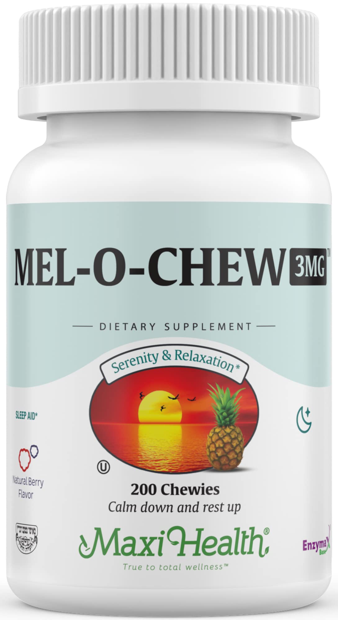 Maxi Health Melatonin 3 mg for Adults & Teens Chewable, 200 Count