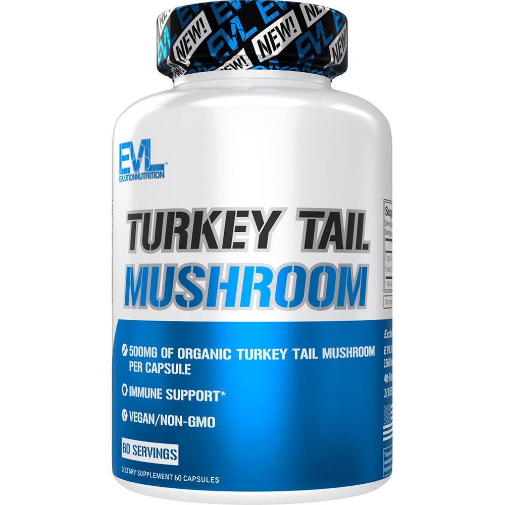 Evlution Turkey Tail Mushroom 500mg Organic per Capsule - 60 Capsules