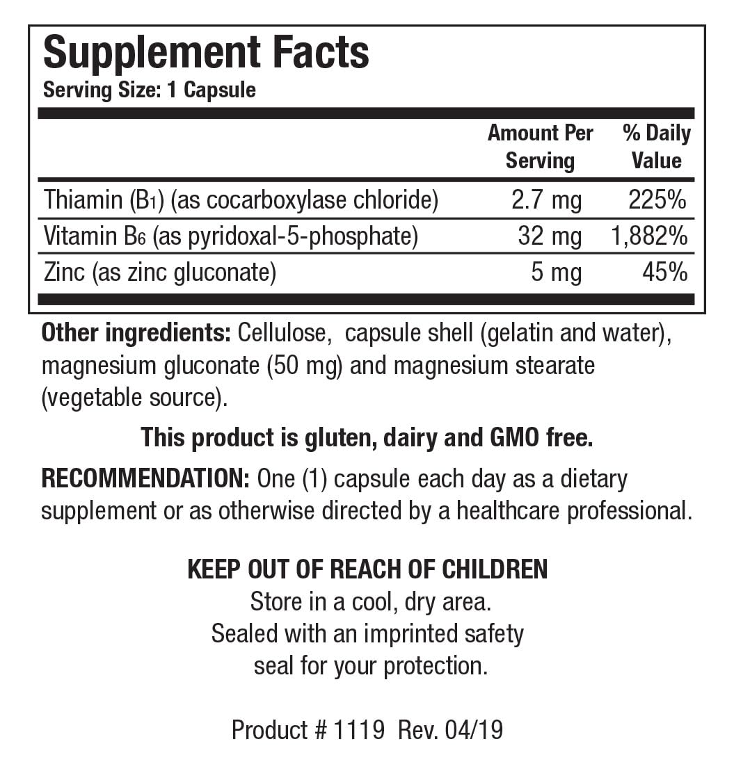 Biotics Research B6 B1 Plus Zinc Capsules 90 Count