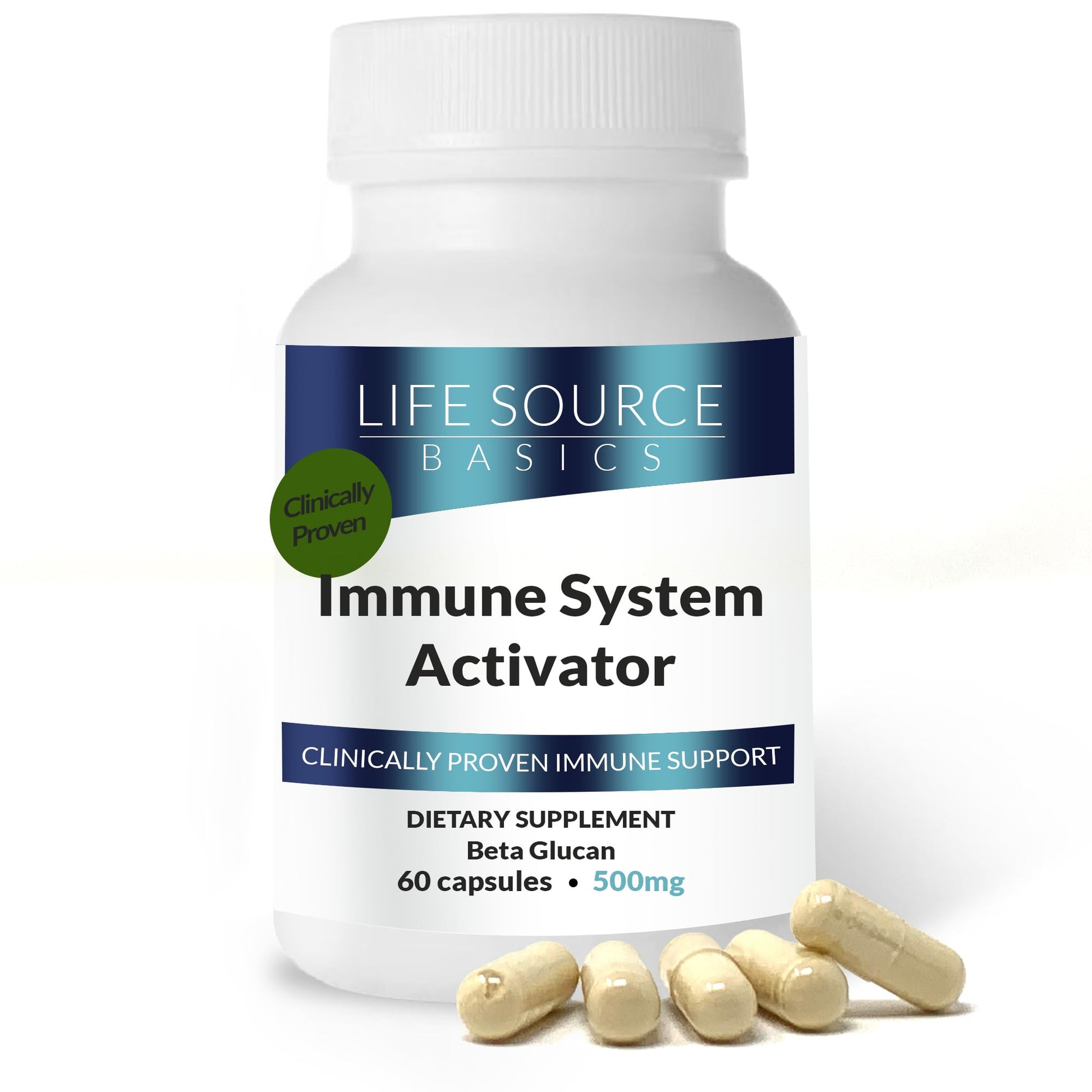 Life Source Basics Immune System Support Activator with Beta-1,3/1,6 Glucan 500 mg, 60 Capsules