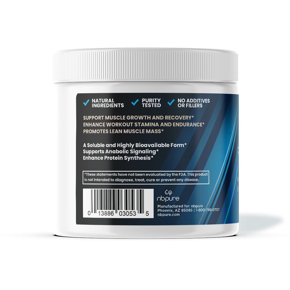 nbpure Performance Leucine+ PepForm Leucine Peptides - Essential Post-Workout Amino Acid for Muscle Building & Recovery + Reducing Muscle Wasting Powder 7.05 Ounce
