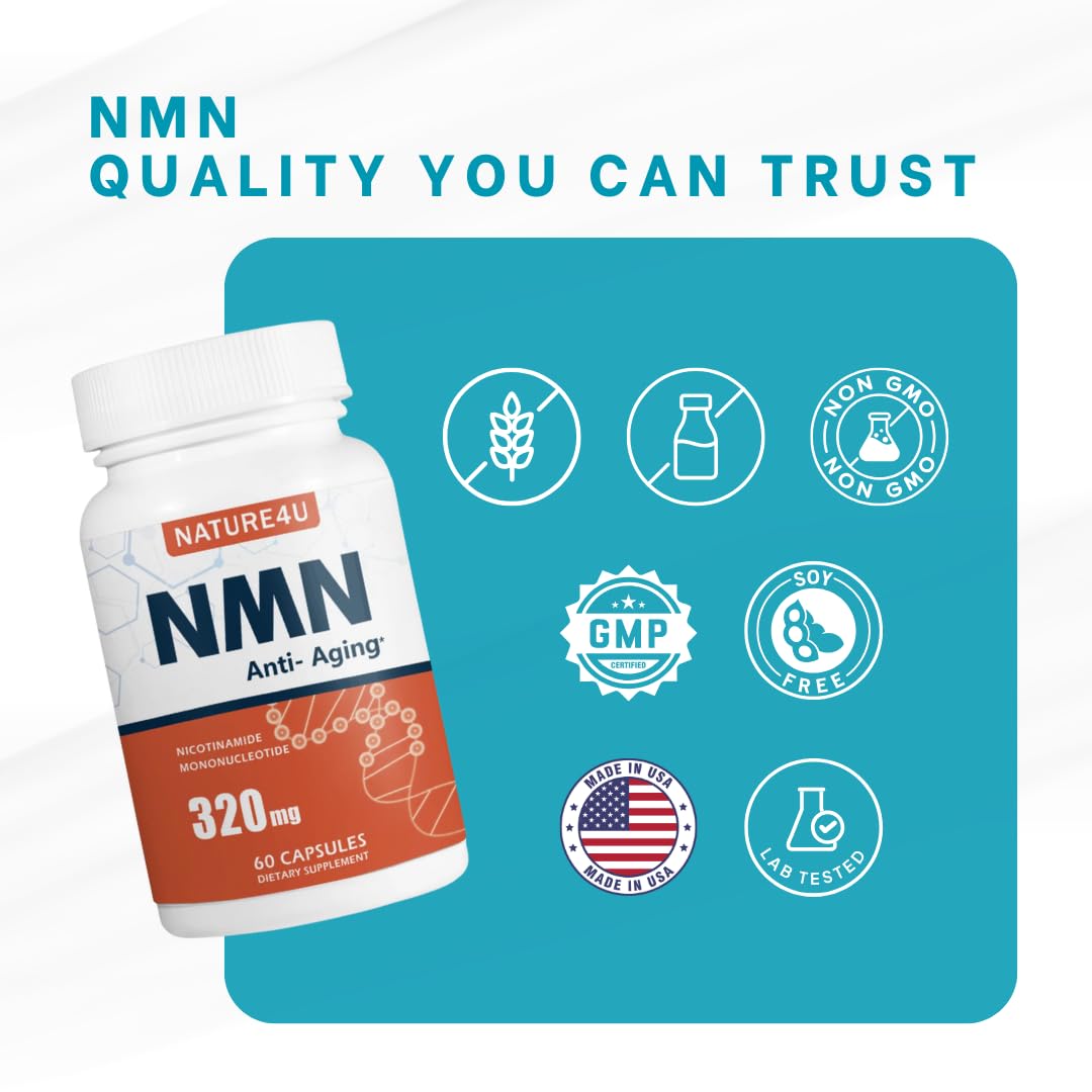 Nature4U NMN Nicotinamide Mononucleotide 320mg Capsules, 60 Count
