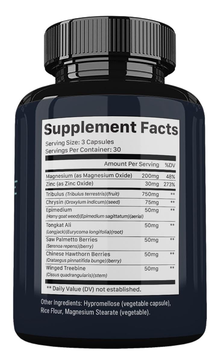 TESTOSTRIVE Dietary Supplement for Men Supports Healthy Testosterone, Peak Male Performance, Energy & Muscle Mass, 180 Vegetable Capsules