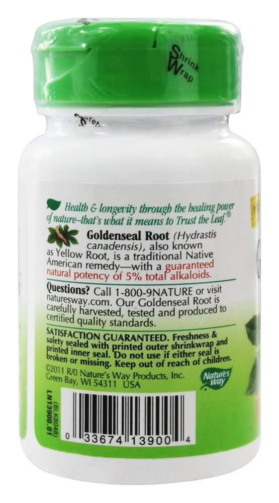 Nature's Way Goldenseal Root 570 mg Capsule, 50 Capsules