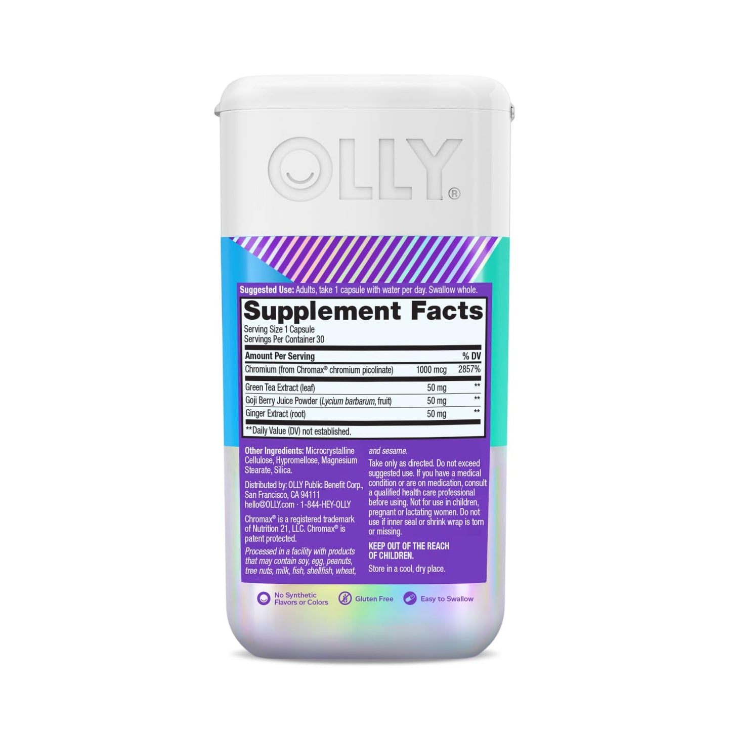 OLLY Combat Cravings, Metabolism & Energy Support Supplement Capsules, 60 Count
