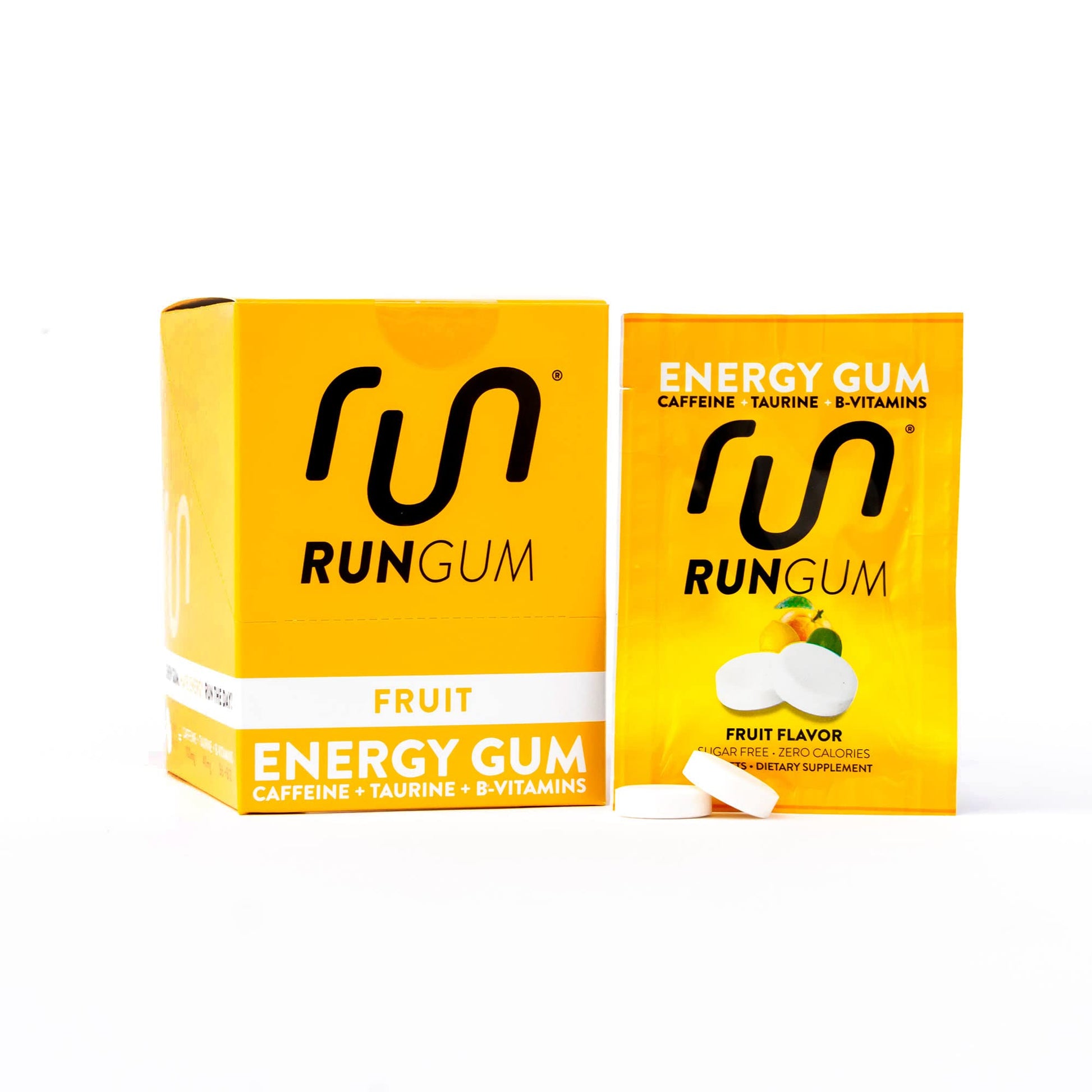 Run Gum Fruit Flavor Caffeinated Energy & Focus Gum Chewable 24 Pieces