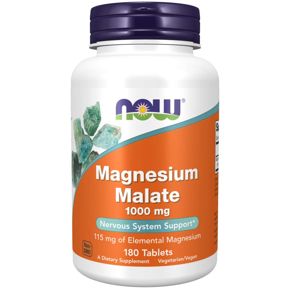 NOW Foods Magnesium Malate 1000mg Tablets, 180 Count