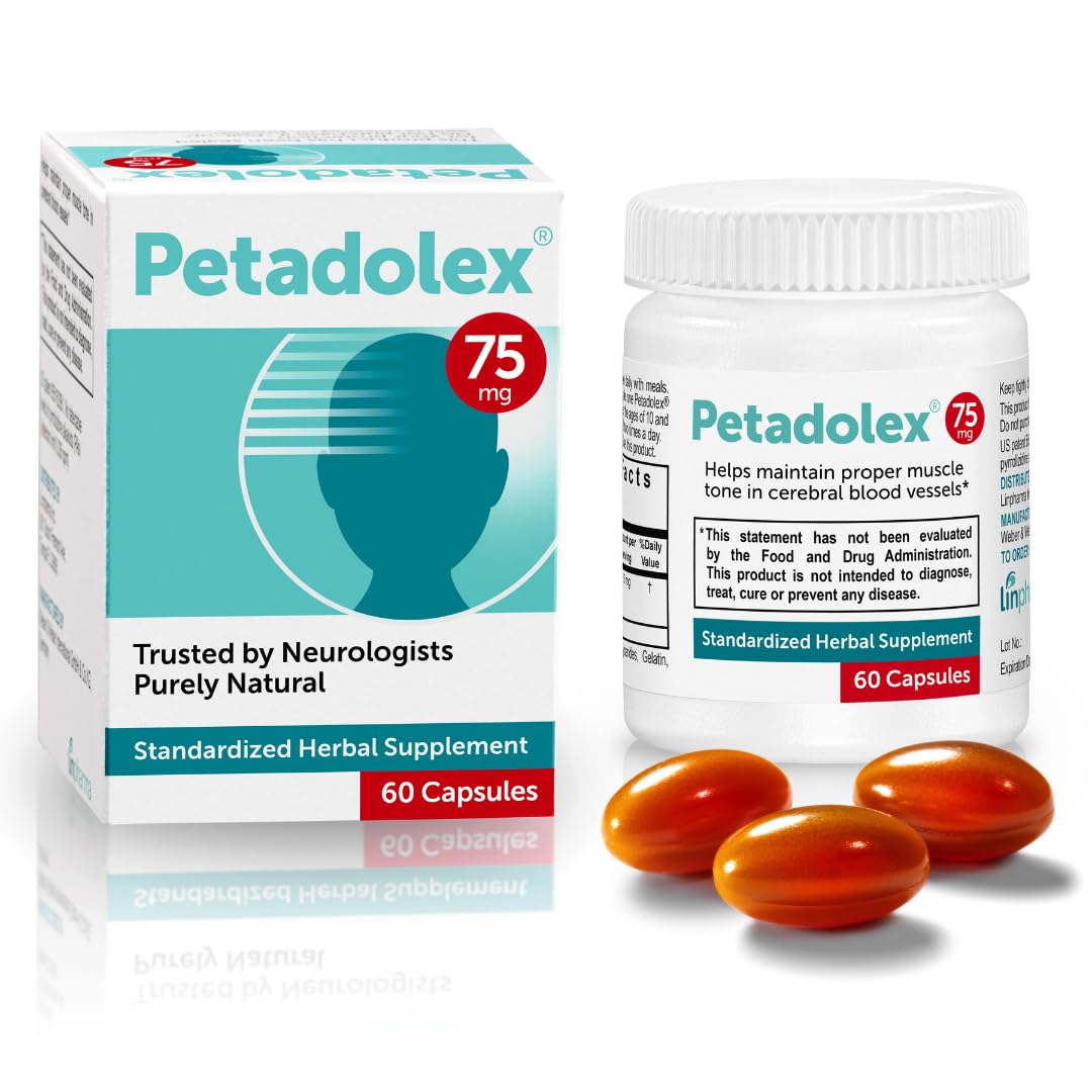 Petadolex Migraine Relief Butterbur Root Extract Capsules, 60 Count