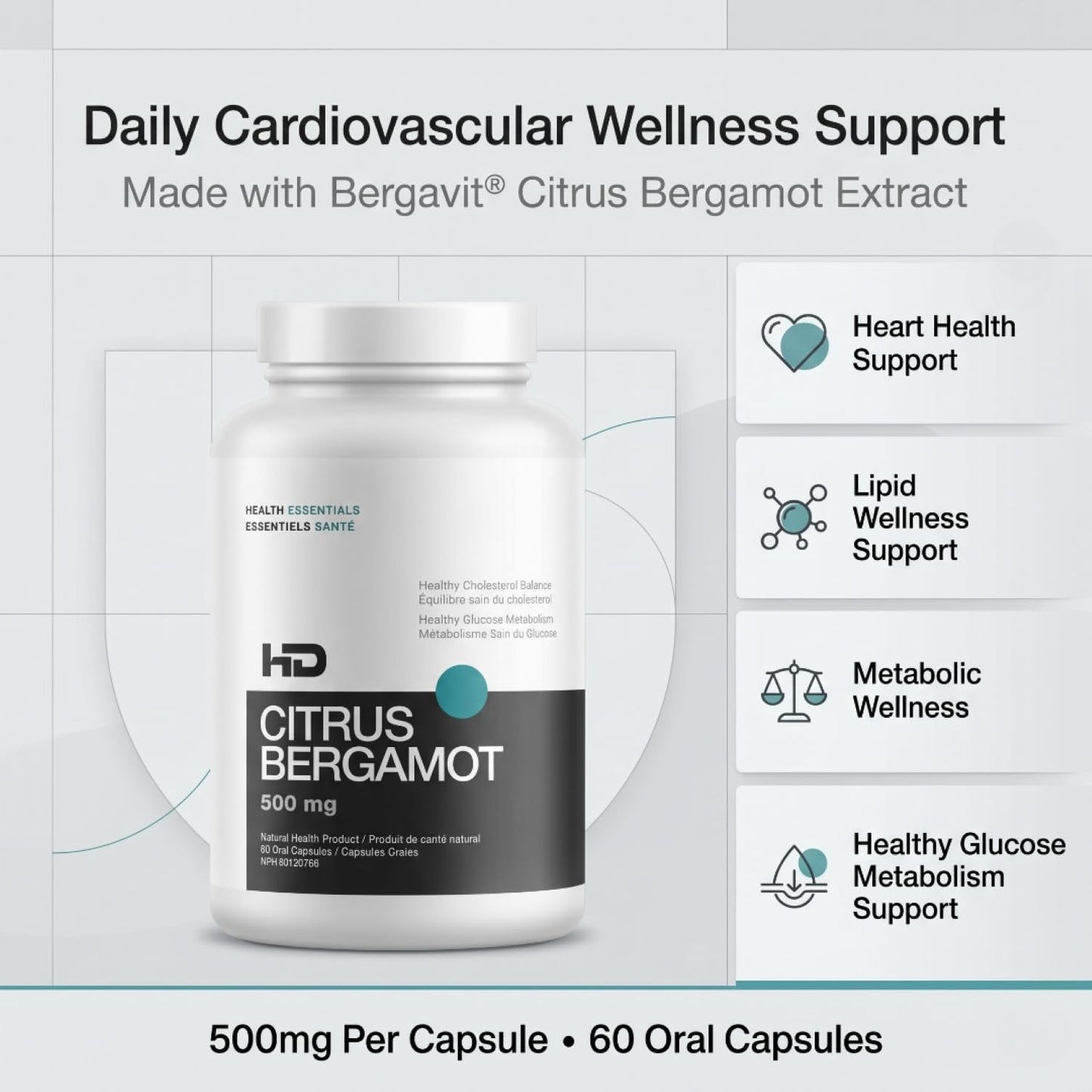 HD MUSCLE Citrus Bergamot Capsules 60 Count