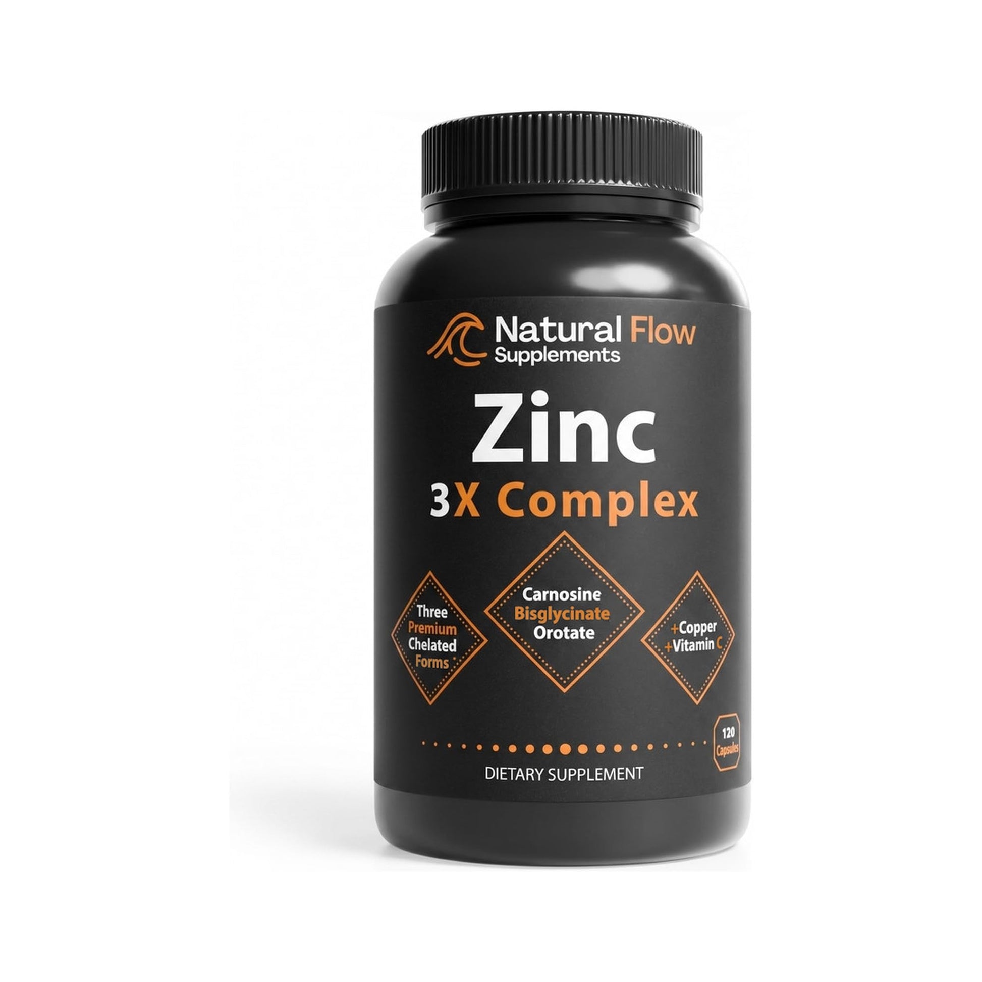 Natural Flow Supplements Zinc 3X Complex 15 mg, 120 Capsules