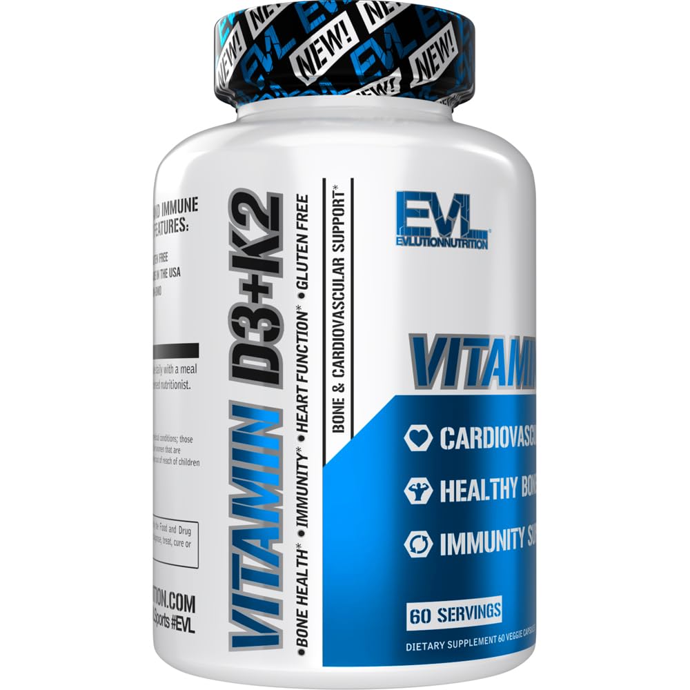 Evlution Vitamin D3 K2 Capsules, 60 Count