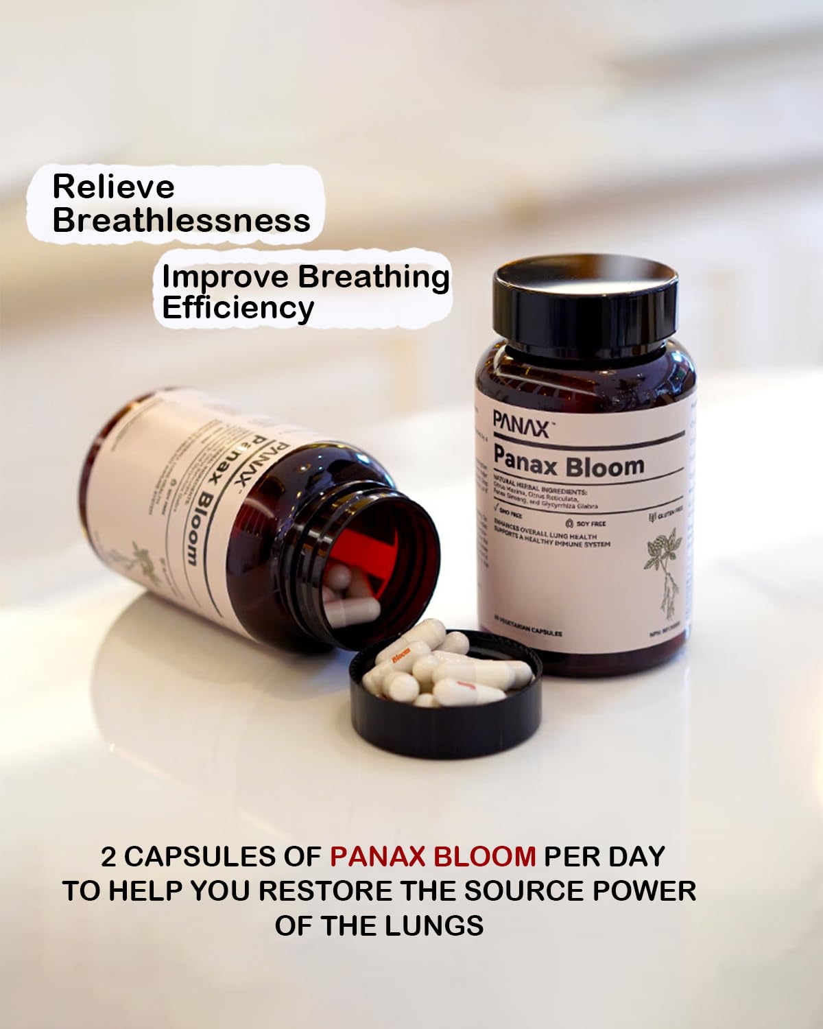 Panax Bloom Daily Breathing Health Supplement, 60 Capsules