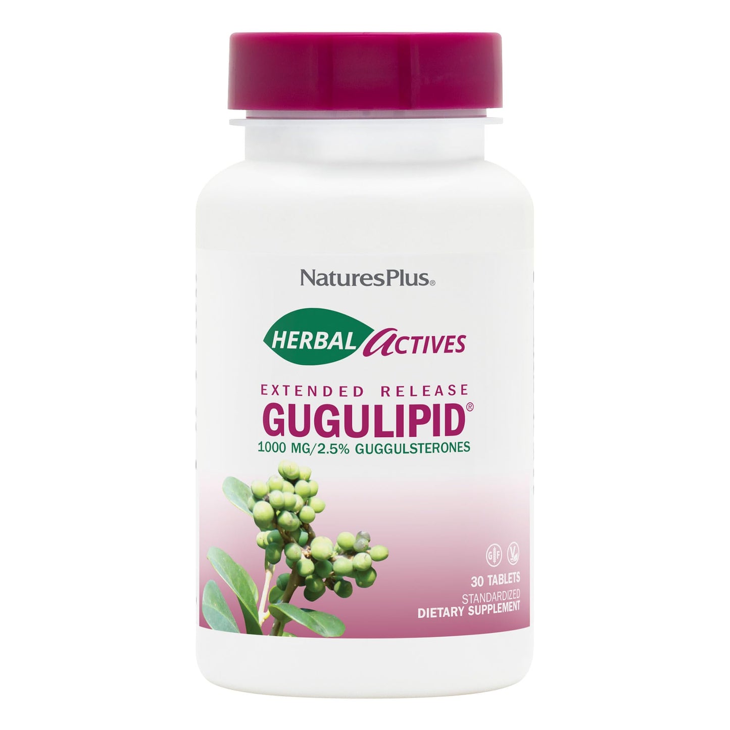 NaturesPlus Herbal Actives Gugulipid Extended Release 1000 mg 2.5% Guggulsterones, 30 Tablets