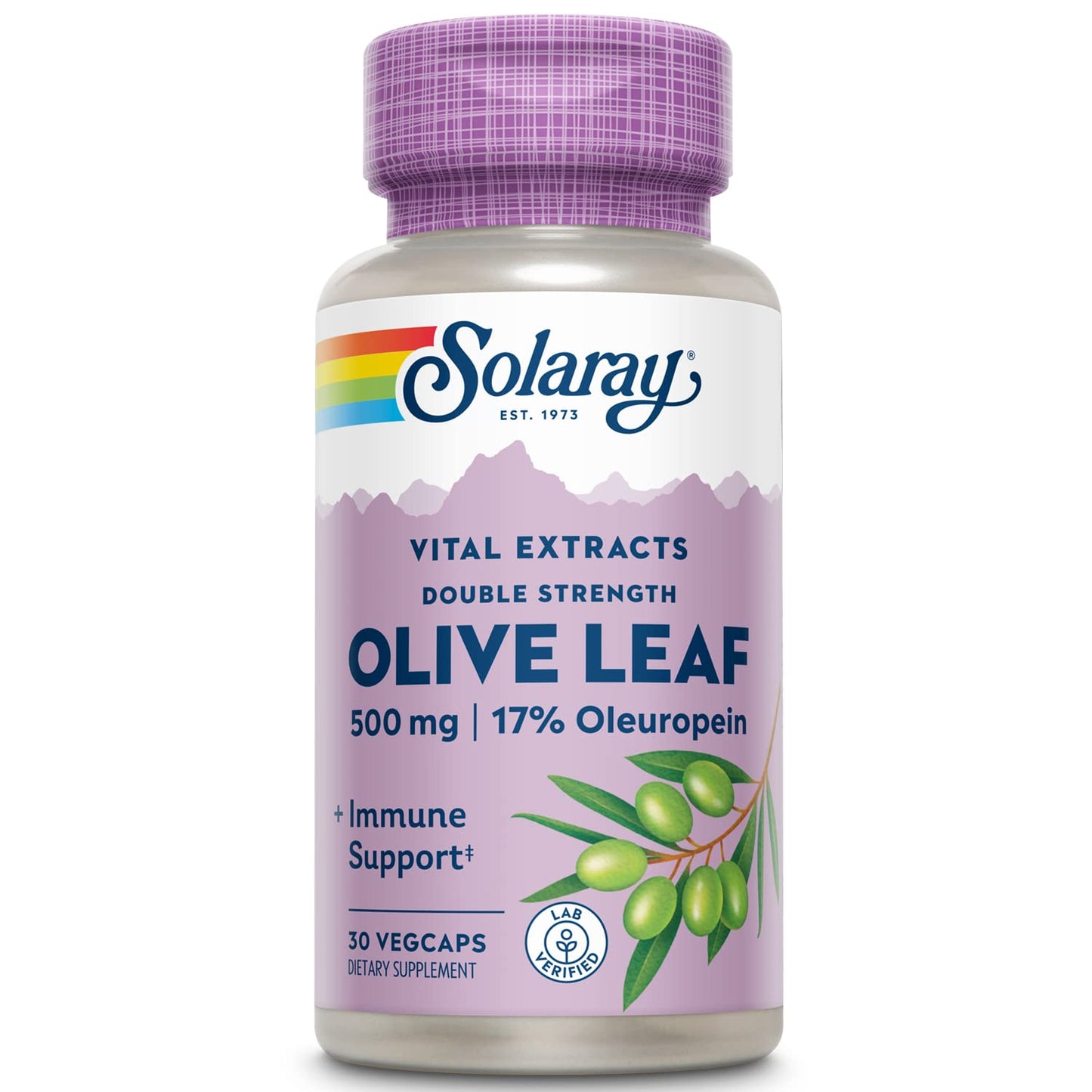SOLARAY Olive Leaf Extract Double Strength 500mg Capsule, 30 Count