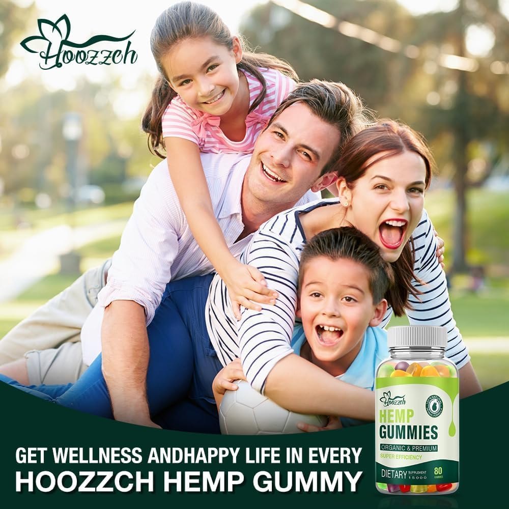 Hoozzch Natural Hemp Gummies High Potency for Pain Sleep Anxiety Relief Edible Gummy Made with Pure Hemp Oil Advanced Extra Strength Low Sugar Gluten Free, 160 Gummies
