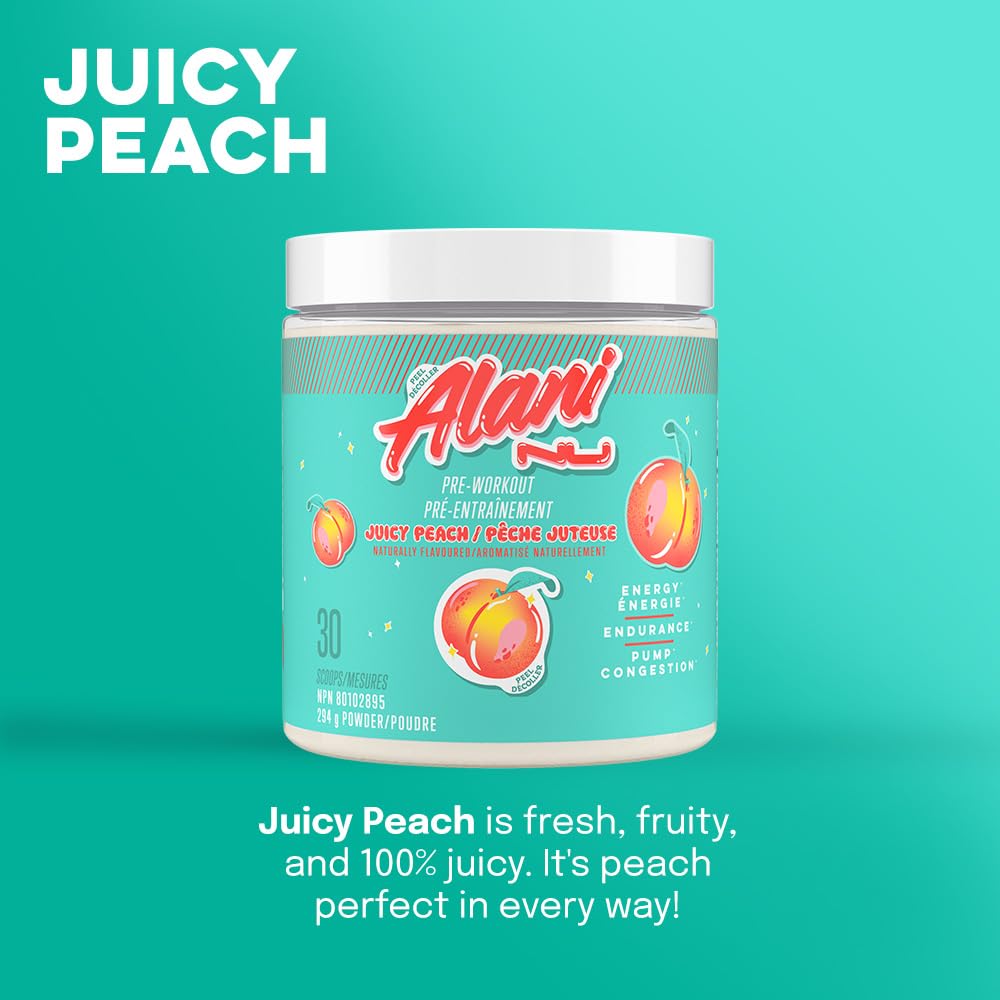 Alani Nu Pre Workout Powder Juicy Peach, 10.37 oz