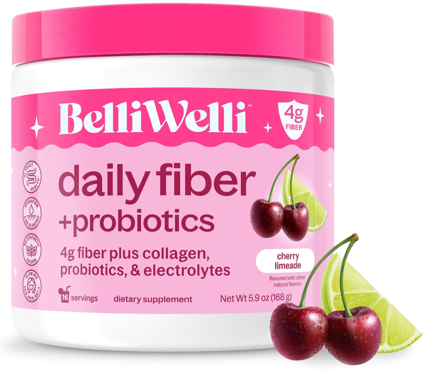 Belli Welli Premium Daily Fiber Powder, Cherry Limeade, 5.9 oz
