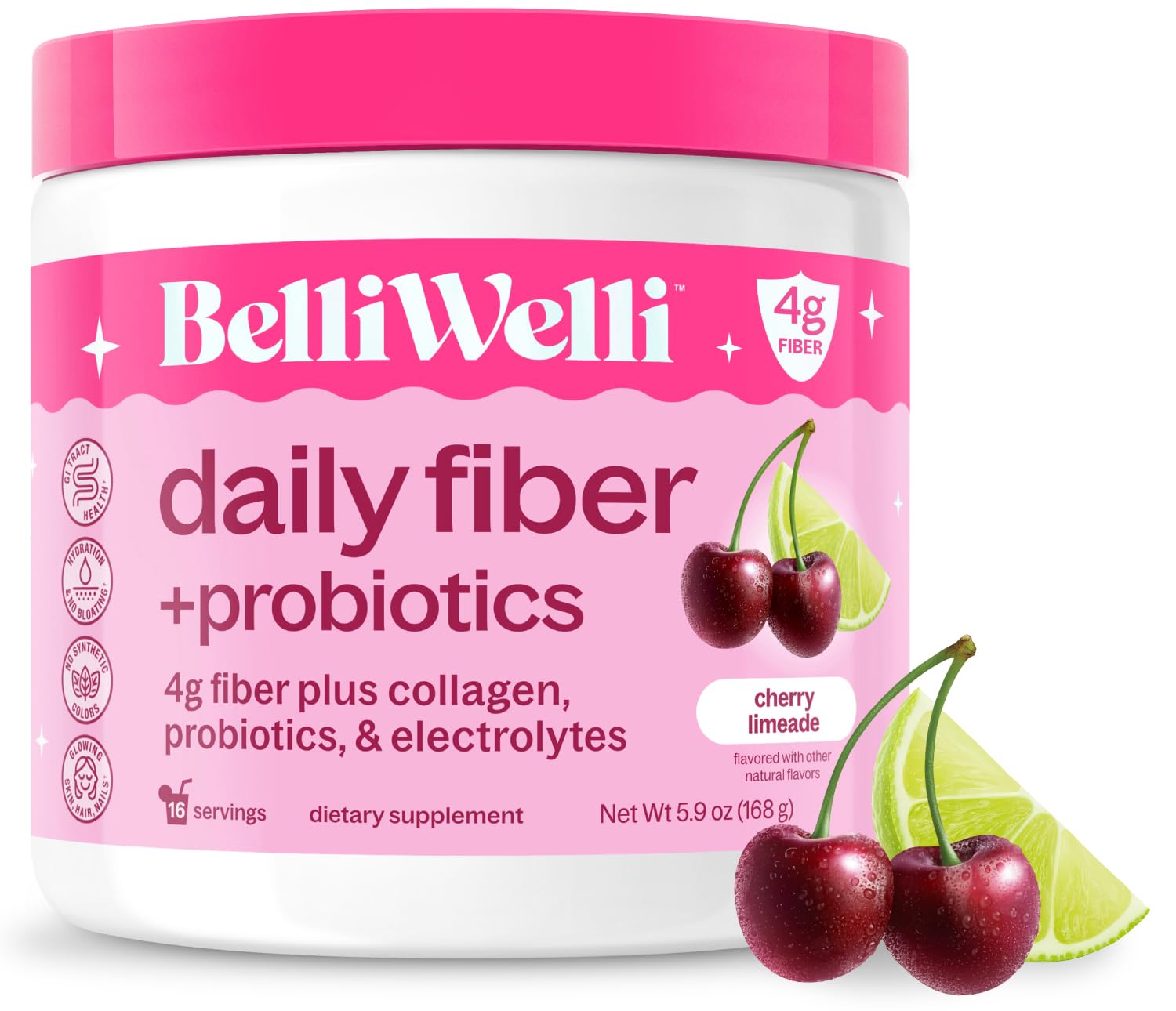 Belli Welli Premium Daily Fiber Powder, Cherry Limeade, 5.9 oz