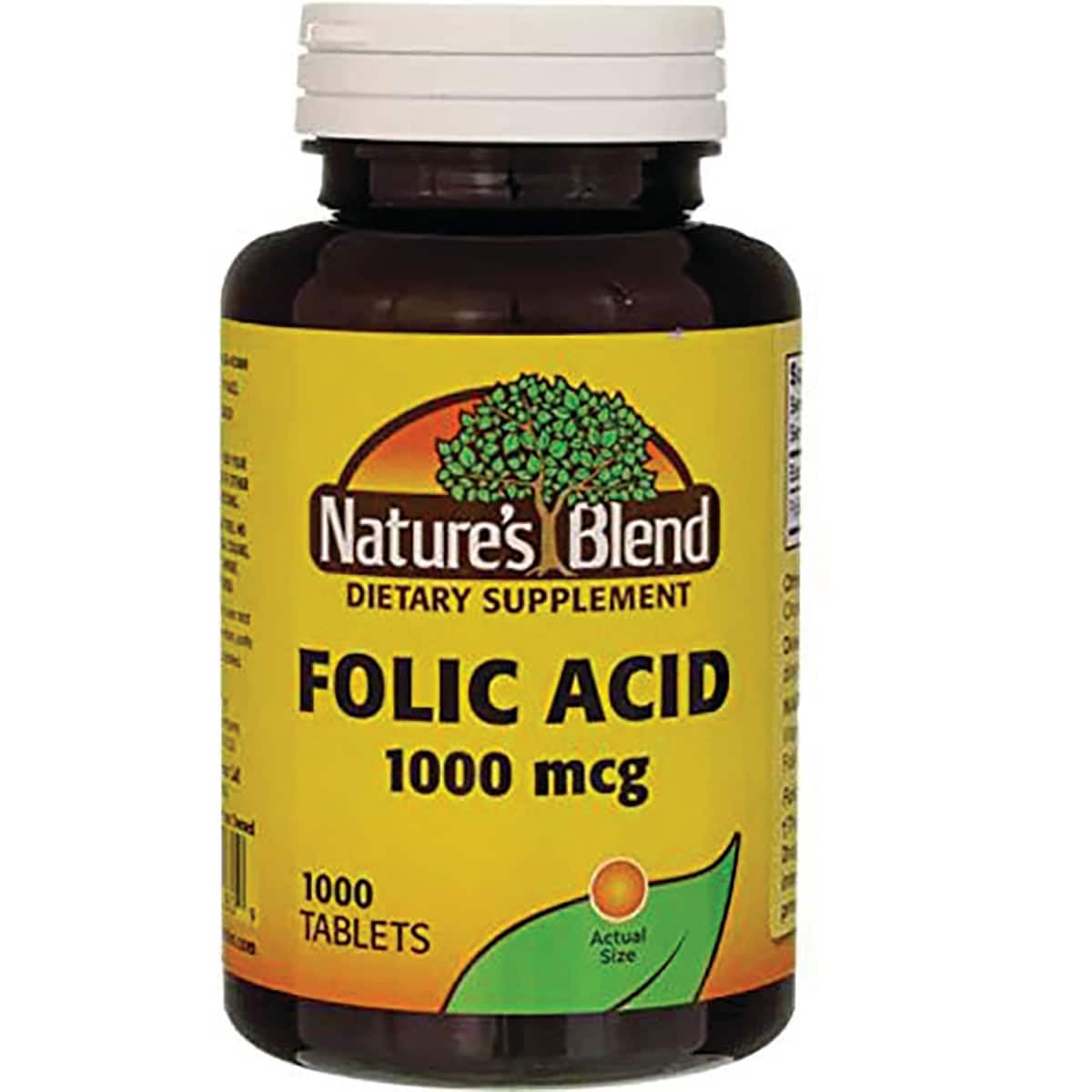 Nature's Blend Folic Acid 1000 mcg Tablets, 1000 Count