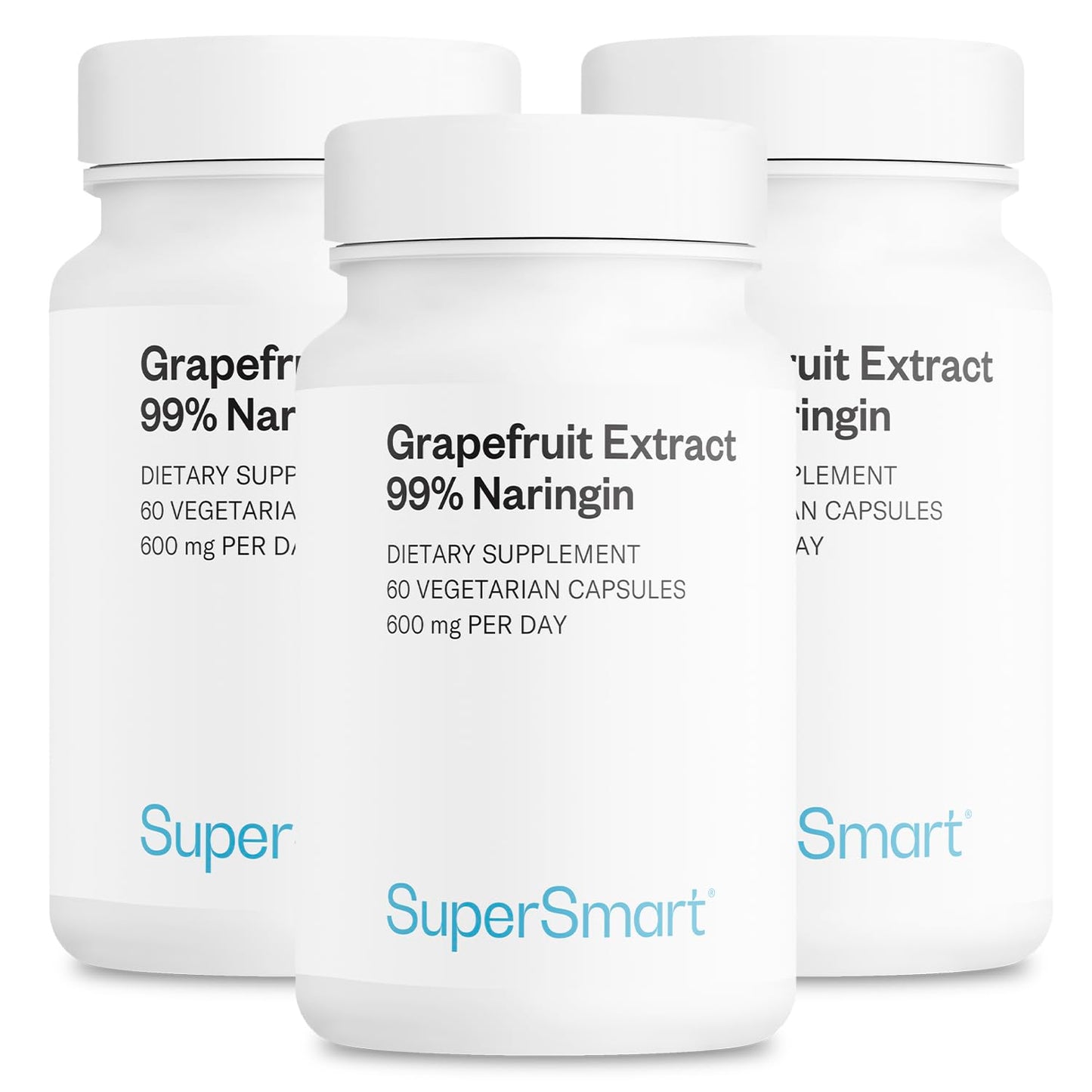 Supersmart Grapefruit Extract 600mg per Day (99% Naringin) High Potency GSE Supplement Capsules, 60 Count