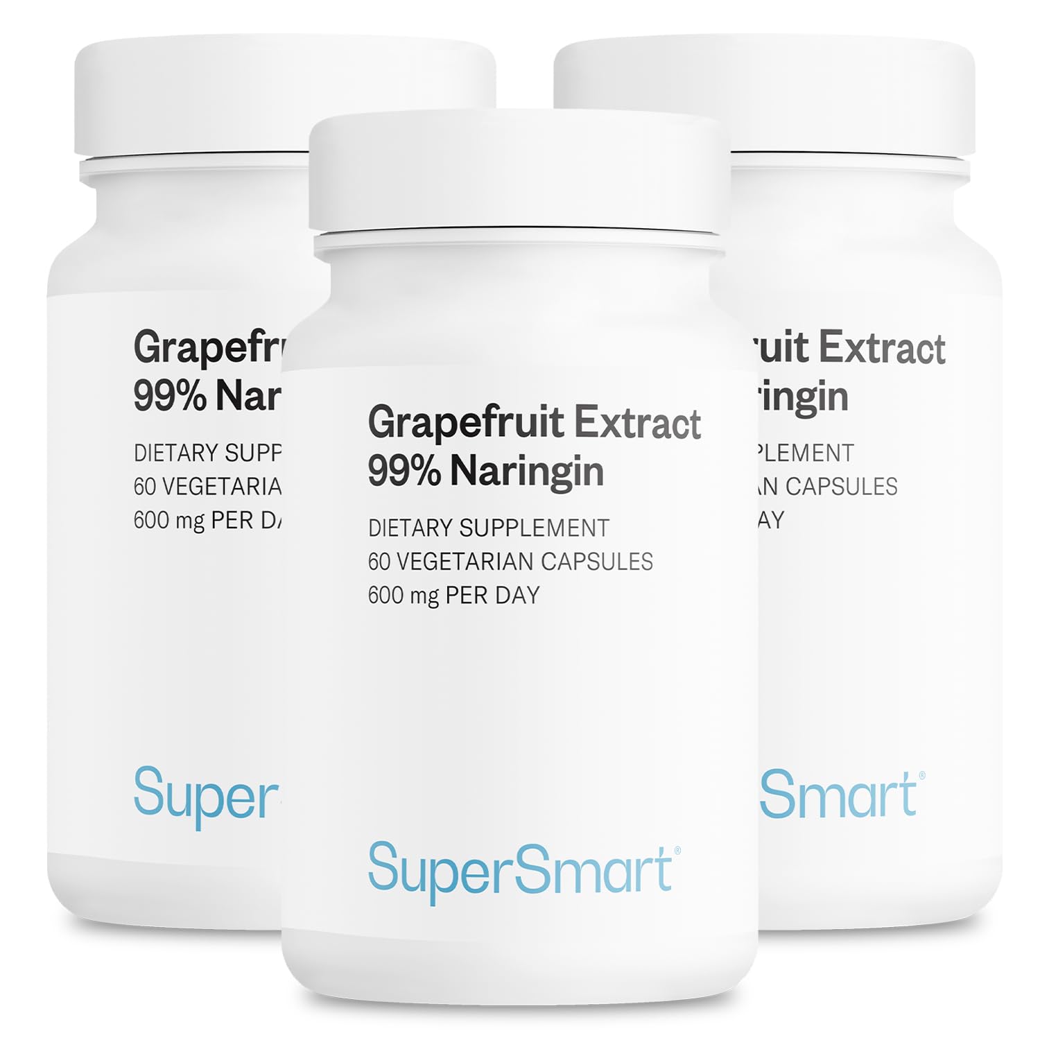 Supersmart Grapefruit Extract 600mg per Day (99% Naringin) High Potency GSE Supplement Capsules, 60 Count