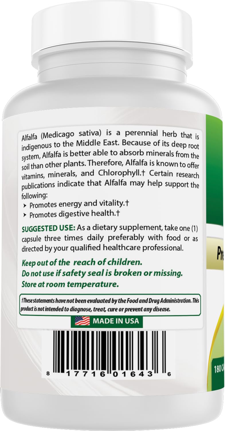 Best Naturals Alfalfa Green Super Food 500 mg Capsules, 360 Count