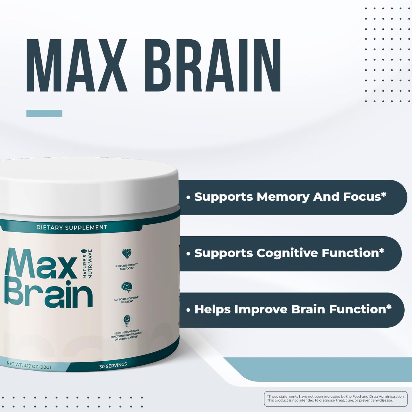 Nature’s NutriWave Max Brain Powder – Baobab, Konjac & Spermidine, 3.17 oz