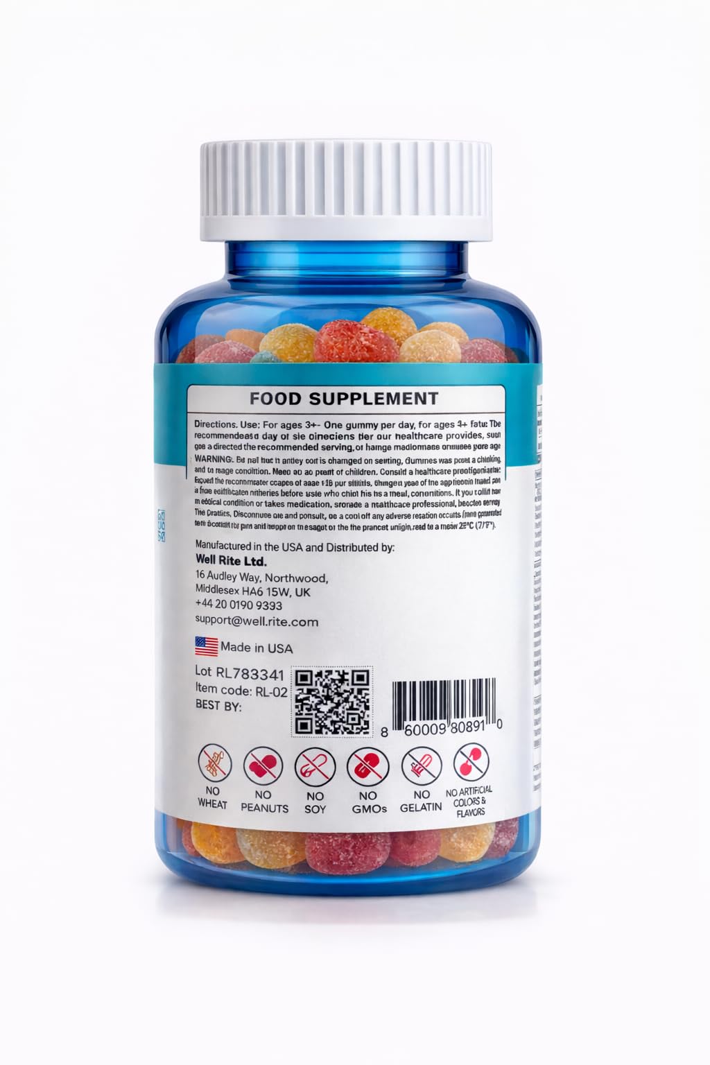 Wellrite Relax Gummy Vitamins with Ashwagandha & Melatonin, 60 Count