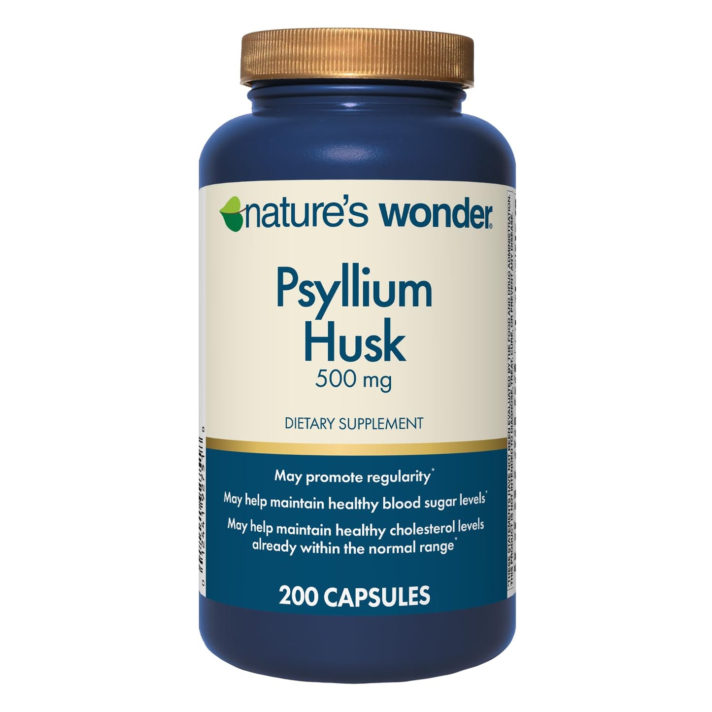 Nature's Wonder Psyllium Husk 500 mg Capsules, 200 Count