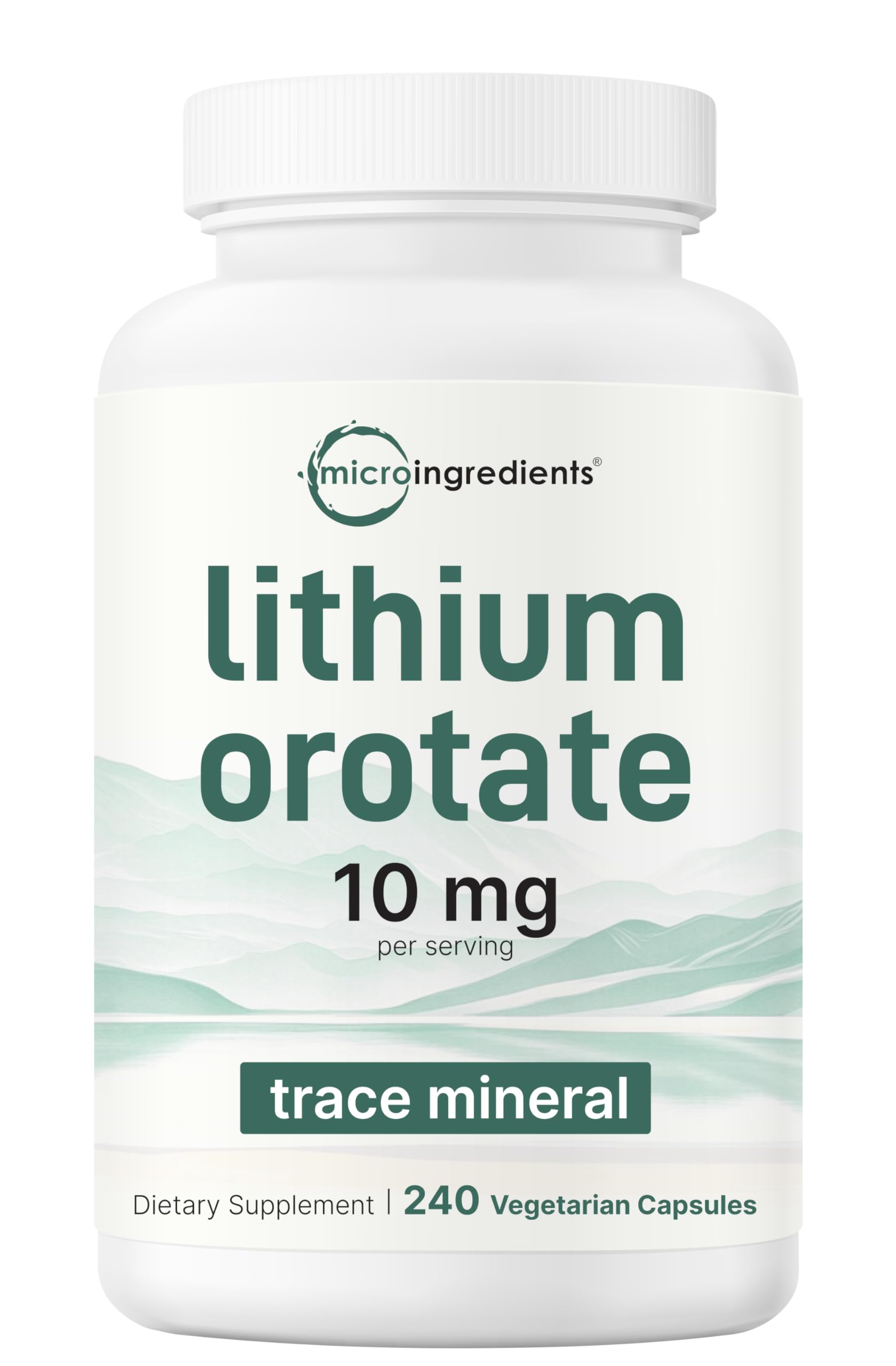 Micro Ingredients Lithium Orotate 10mg Capsule, 240 Capsules