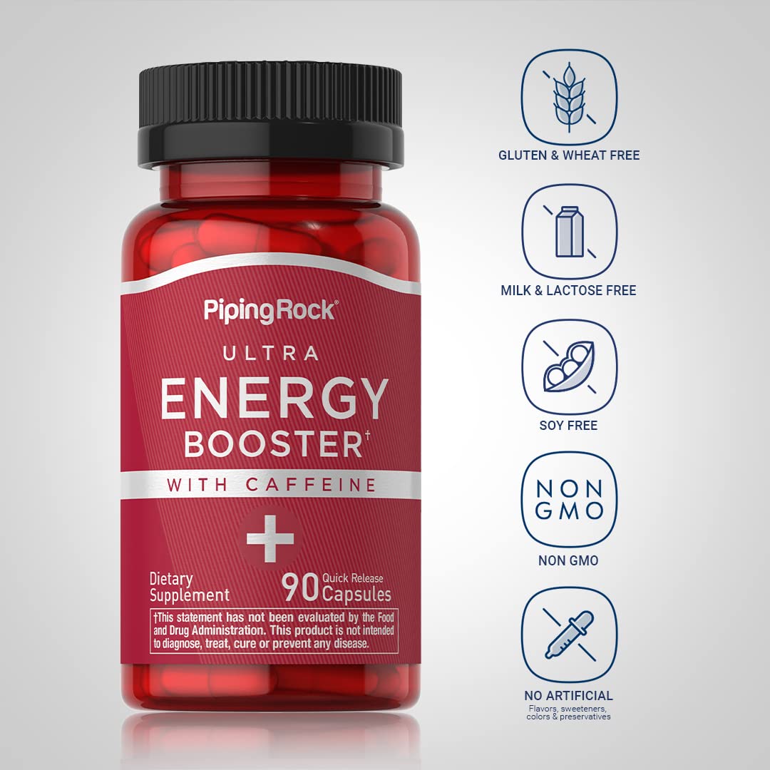 Piping Rock Energy Supplement with Caffeine 90 Capsules