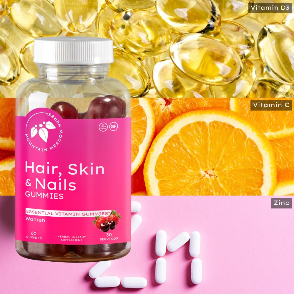 Mountain Meadow Herbs Hair, Skin and Nails Gummies, 60 Count