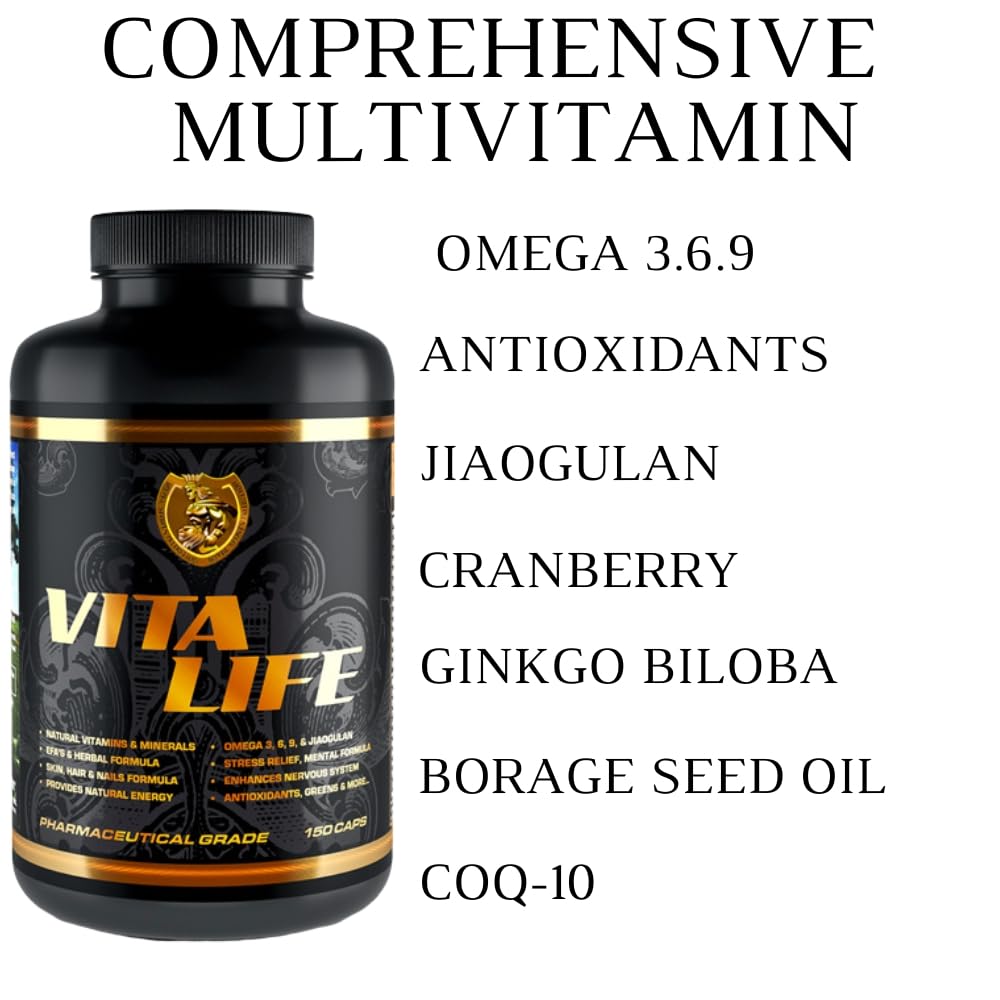 Royal Sports Nutrition Vita Life Complete Multivitamin & Mineral + COQ-10, EFA, Veggies & Herbs Blend Capsules 150